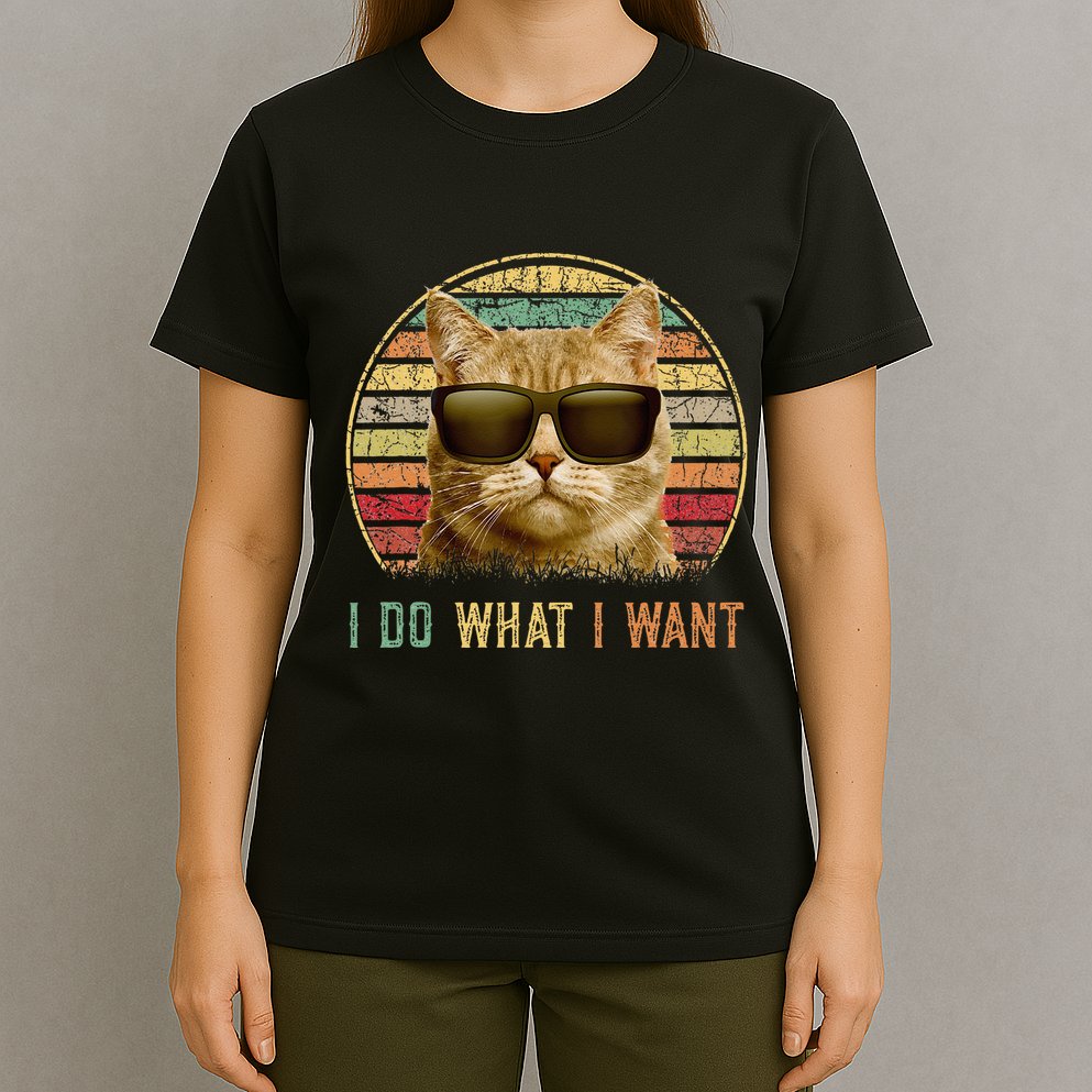 Retro 70s 80s 90s Meowy Cat I Do What I Want Funny Cat T-Shirt