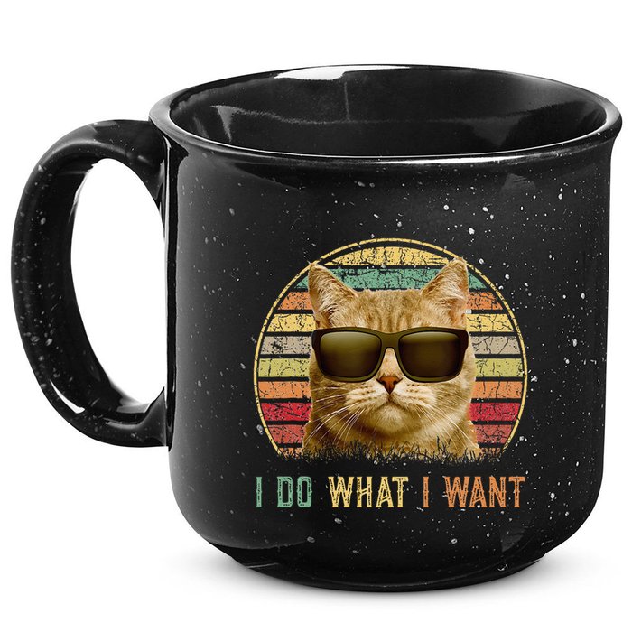 Retro 70s 80s 90s Meowy Cat I Do What I Want Funny Cat 15oz Campfire Ceramic Mug