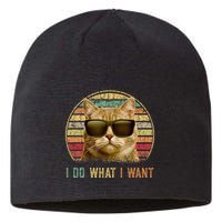 Retro 70s 80s 90s Meowy Cat I Do What I Want Funny Cat Sustainable Beanie