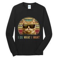 Retro 70s 80s 90s Meowy Cat I Do What I Want Funny Cat Tall Long Sleeve T-Shirt