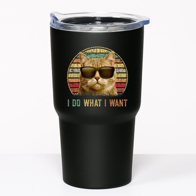 Retro 70s 80s 90s Meowy Cat I Do What I Want Funny Cat Tumbler
