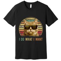 Retro 70s 80s 90s Meowy Cat I Do What I Want Funny Cat Premium T-Shirt