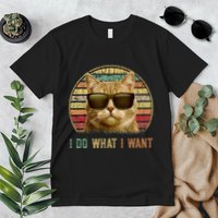 Retro 70s 80s 90s Meowy Cat I Do What I Want Funny Cat Premium T-Shirt