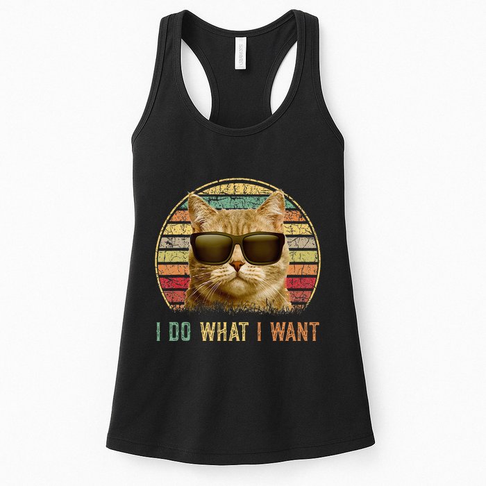 Retro 70s 80s 90s Meowy Cat I Do What I Want Funny Cat Womens Tank Top