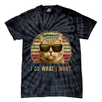 Retro 70s 80s 90s Meowy Cat I Do What I Want Funny Cat Tie-Dye T-Shirt