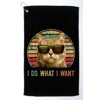 Retro 70s 80s 90s Meowy Cat I Do What I Want Funny Cat Golf Towel