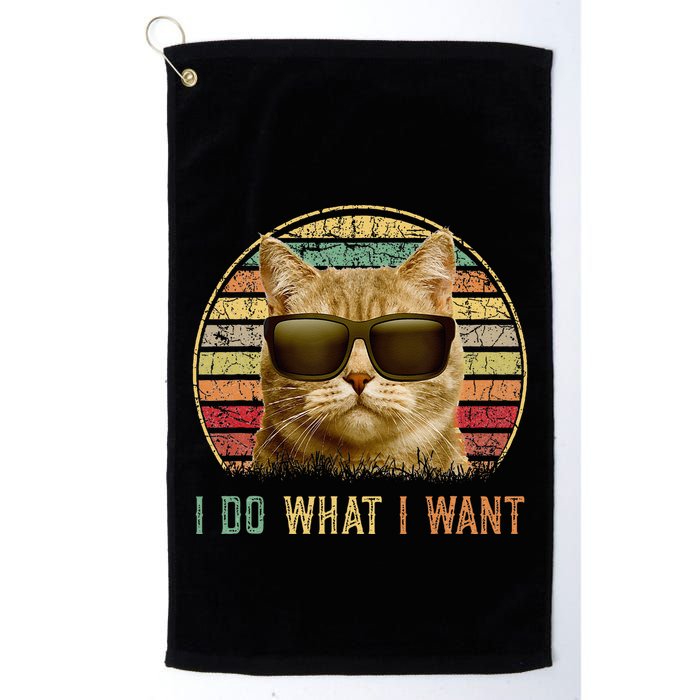 Retro 70s 80s 90s Meowy Cat I Do What I Want Funny Cat Golf Towel