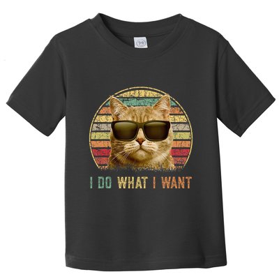 Retro 70s 80s 90s Meowy Cat I Do What I Want Funny Cat Toddler T-Shirt