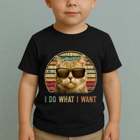 Retro 70s 80s 90s Meowy Cat I Do What I Want Funny Cat Toddler T-Shirt