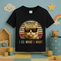 Retro 70s 80s 90s Meowy Cat I Do What I Want Funny Cat Toddler T-Shirt