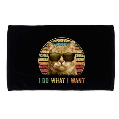 Retro 70s 80s 90s Meowy Cat I Do What I Want Funny Cat Microfiber Hand Towel