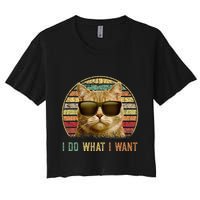 Retro 70s 80s 90s Meowy Cat I Do What I Want Funny Cat Crop Top