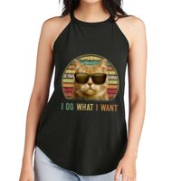 Retro 70s 80s 90s Meowy Cat I Do What I Want Funny Cat Women's Perfect Tri Rocker Tank