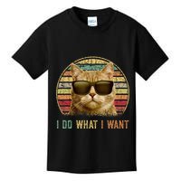 Retro 70s 80s 90s Meowy Cat I Do What I Want Funny Cat Kids T-Shirt