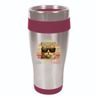 Retro 70s 80s 90s Meowy Cat I Do What I Want Funny Cat 16oz Travel Tumbler