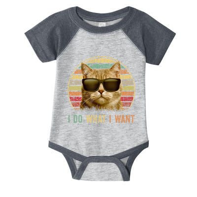 Retro 70s 80s 90s Meowy Cat I Do What I Want Funny Cat Infant Baby Jersey Bodysuit