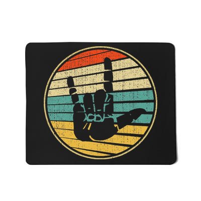 Retro 70s 80s Interpreter Asl I Love You Hand Sign Mousepad