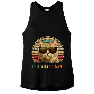 Retro 70s 80s 90s Meowy Cat I Do What I Want Funny Cat Ladies PosiCharge Tri-Blend Wicking Tank