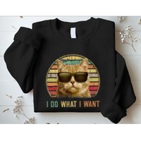 Retro 70s 80s 90s Meowy Cat I Do What I Want Funny Cat Sweatshirt
