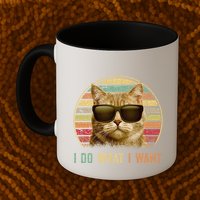 Retro 70s 80s 90s Meowy Cat I Do What I Want Funny Cat Mug