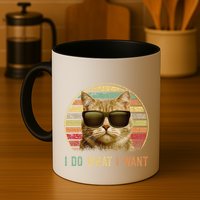 Retro 70s 80s 90s Meowy Cat I Do What I Want Funny Cat Mug