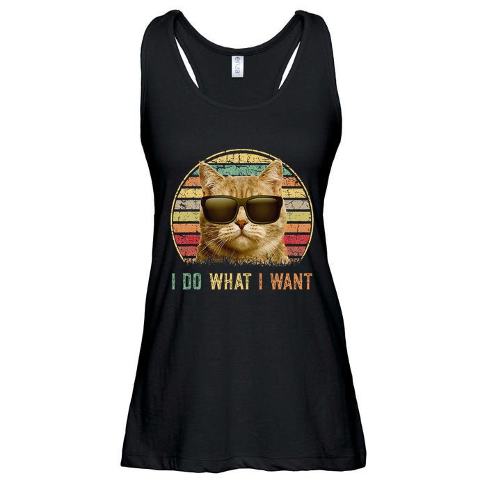 Retro 70s 80s 90s Meowy Cat I Do What I Want Funny Cat Ladies Essential Flowy Tank