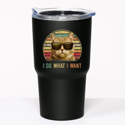 Retro 70s 80s 90s Meowy Cat I Do What I Want Funny Cat Tumbler