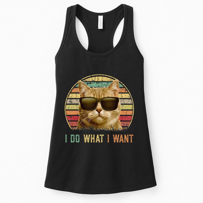 Retro 70s 80s 90s Meowy Cat I Do What I Want Funny Cat Womens Tank Top