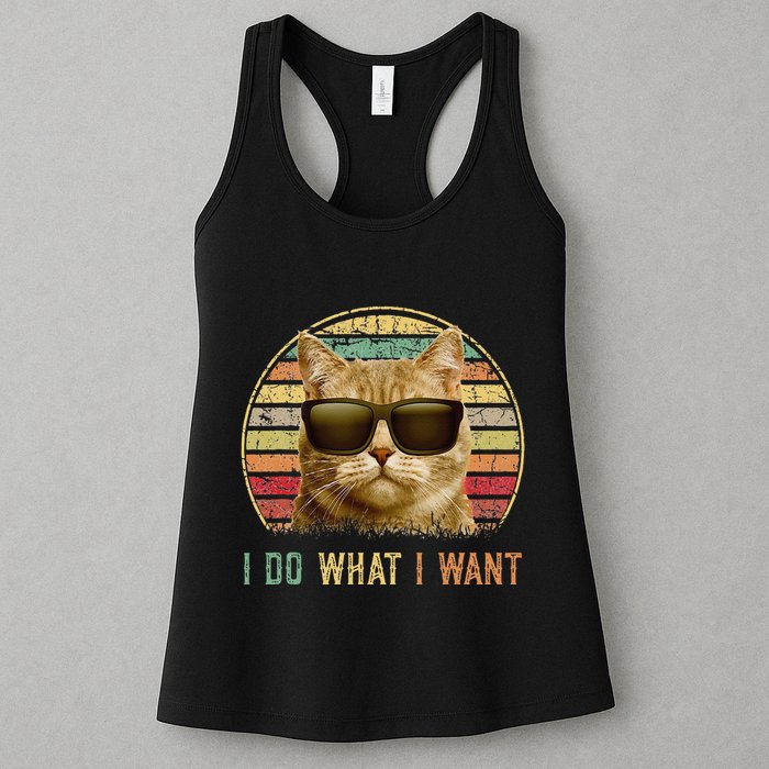 Retro 70s 80s 90s Meowy Cat I Do What I Want Funny Cat Womens Tank Top