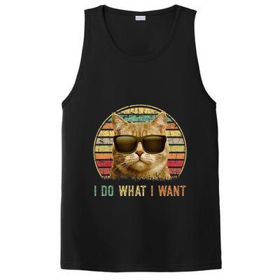 Retro 70s 80s 90s Meowy Cat I Do What I Want Funny Cat PosiCharge Competitor Tank