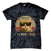 Retro 70s 80s 90s Meowy Cat I Do What I Want Funny Cat Tie-Dye T-Shirt