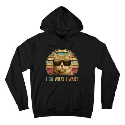 Retro 70s 80s 90s Meowy Cat I Do What I Want Funny Cat Tall Hoodie