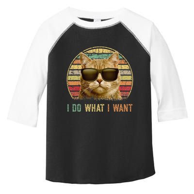 Retro 70s 80s 90s Meowy Cat I Do What I Want Funny Cat Toddler Fine Jersey T-Shirt