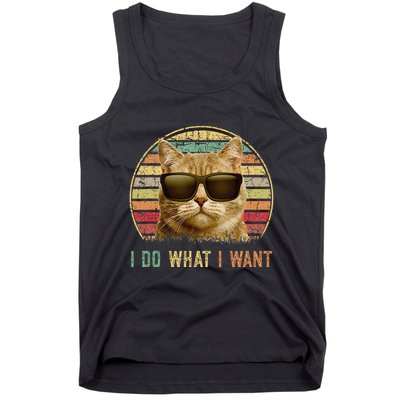 Retro 70s 80s 90s Meowy Cat I Do What I Want Funny Cat Tank Top