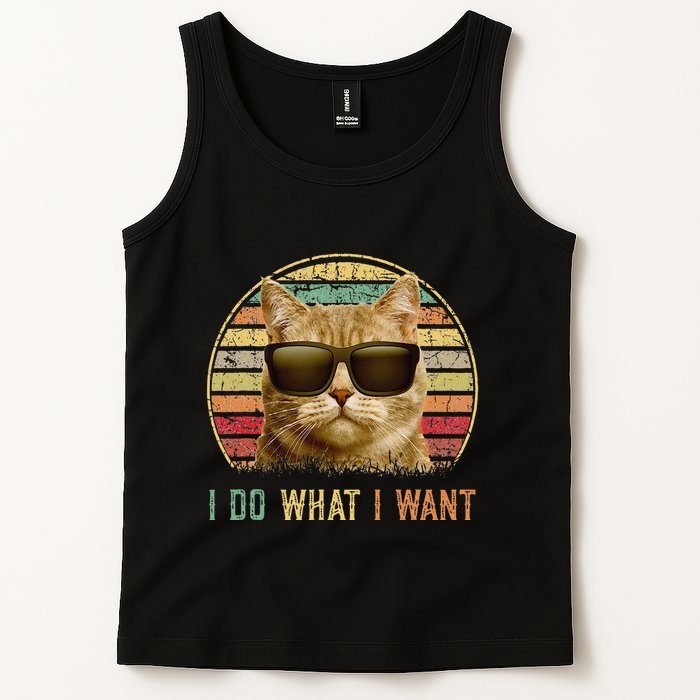 Retro 70s 80s 90s Meowy Cat I Do What I Want Funny Cat Tank Top