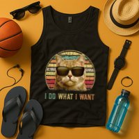 Retro 70s 80s 90s Meowy Cat I Do What I Want Funny Cat Tank Top