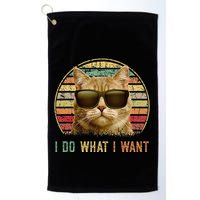 Retro 70s 80s 90s Meowy Cat I Do What I Want Funny Cat Golf Towel