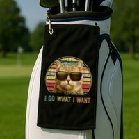 Retro 70s 80s 90s Meowy Cat I Do What I Want Funny Cat Golf Towel