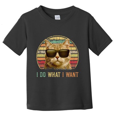 Retro 70s 80s 90s Meowy Cat I Do What I Want Funny Cat Toddler T-Shirt