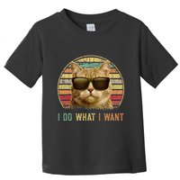 Retro 70s 80s 90s Meowy Cat I Do What I Want Funny Cat Toddler T-Shirt