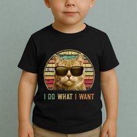 Retro 70s 80s 90s Meowy Cat I Do What I Want Funny Cat Toddler T-Shirt
