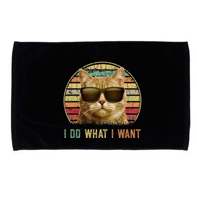 Retro 70s 80s 90s Meowy Cat I Do What I Want Funny Cat Microfiber Hand Towel