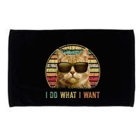 Retro 70s 80s 90s Meowy Cat I Do What I Want Funny Cat Microfiber Hand Towel