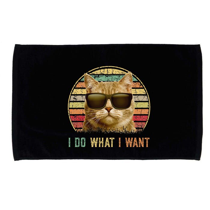 Retro 70s 80s 90s Meowy Cat I Do What I Want Funny Cat Microfiber Hand Towel