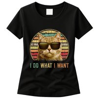Retro 70s 80s 90s Meowy Cat I Do What I Want Funny Cat Womens T-Shirt