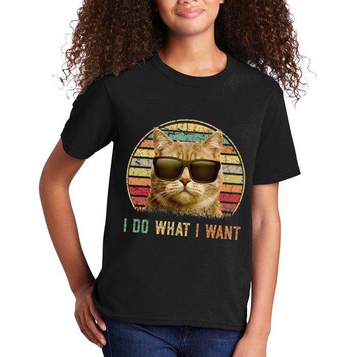 Retro 70s 80s 90s Meowy Cat I Do What I Want Funny Cat Kids T-Shirt