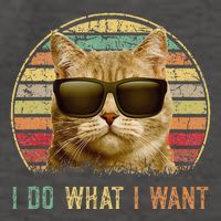 Retro 70s 80s 90s Meowy Cat I Do What I Want Funny Cat Vector Backpack