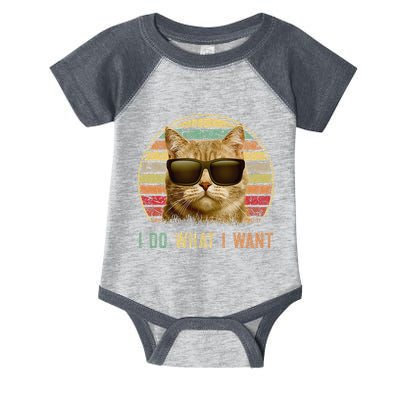 Retro 70s 80s 90s Meowy Cat I Do What I Want Funny Cat Infant Baby Jersey Bodysuit