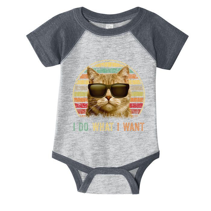 Retro 70s 80s 90s Meowy Cat I Do What I Want Funny Cat Infant Baby Jersey Bodysuit