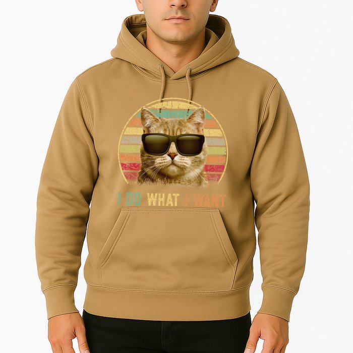 Retro 70s 80s 90s Meowy Cat I Do What I Want Funny Cat Hoodie